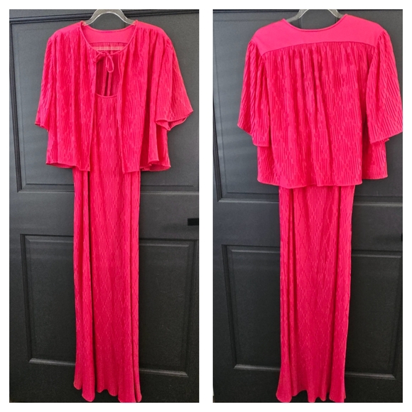 Vintage Kayser Dress with Crop Jacket Fushia Pink Lightweight Size Medium - Picture 1 of 13